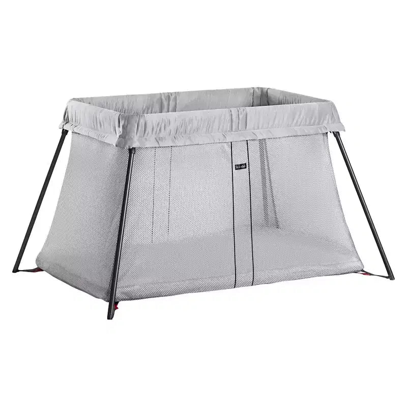 BABYBJÖRN Travel Crib Light - Light Silver: Carrying Bag, Steel Frame, Folds for Easy Transport
