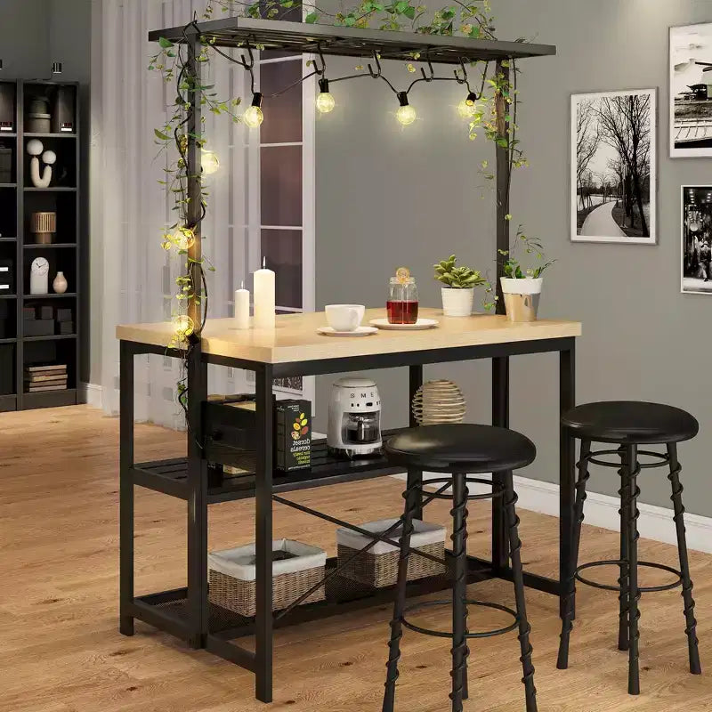 Large Kitchen Island Table Bakers Rack and 3-Tier Storage-Microwave Stand Oven Shelf, Metal Coffee Bar Table ,Kitchen Storage Shelf , 5 Hooks