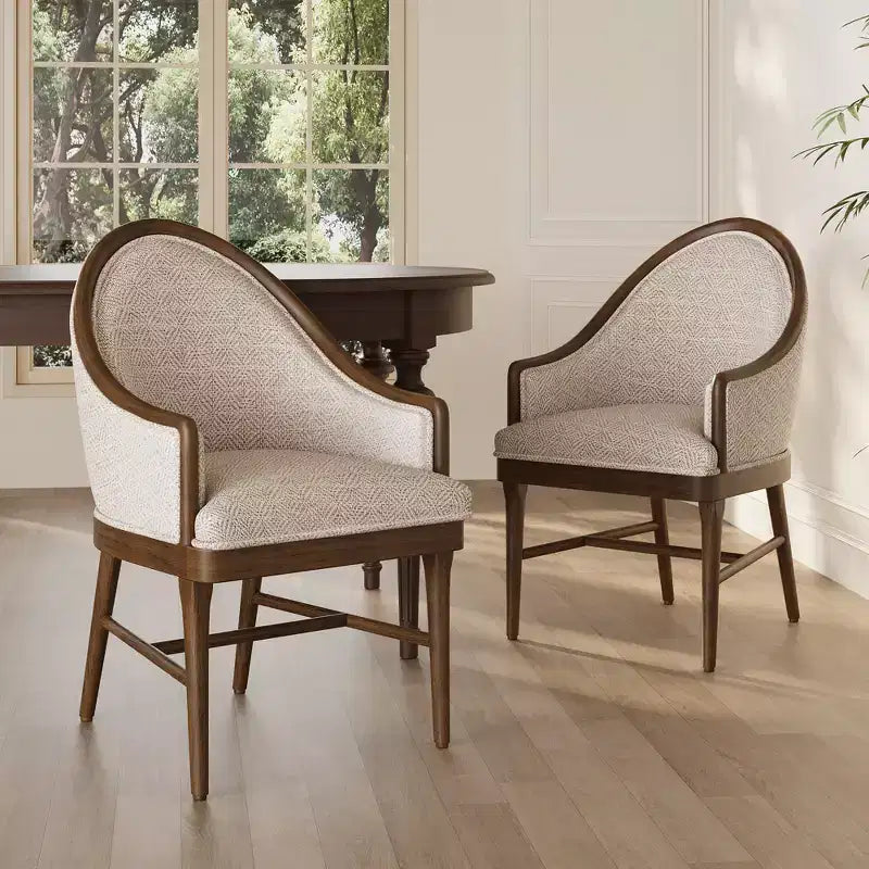 Chaise de salle à manger moderne du milieu du siècle en sergé avec dossier incurvé