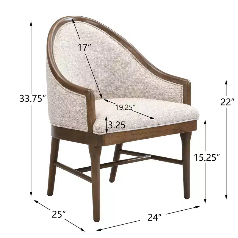 Chaise de salle à manger moderne du milieu du siècle en sergé avec dossier incurvé