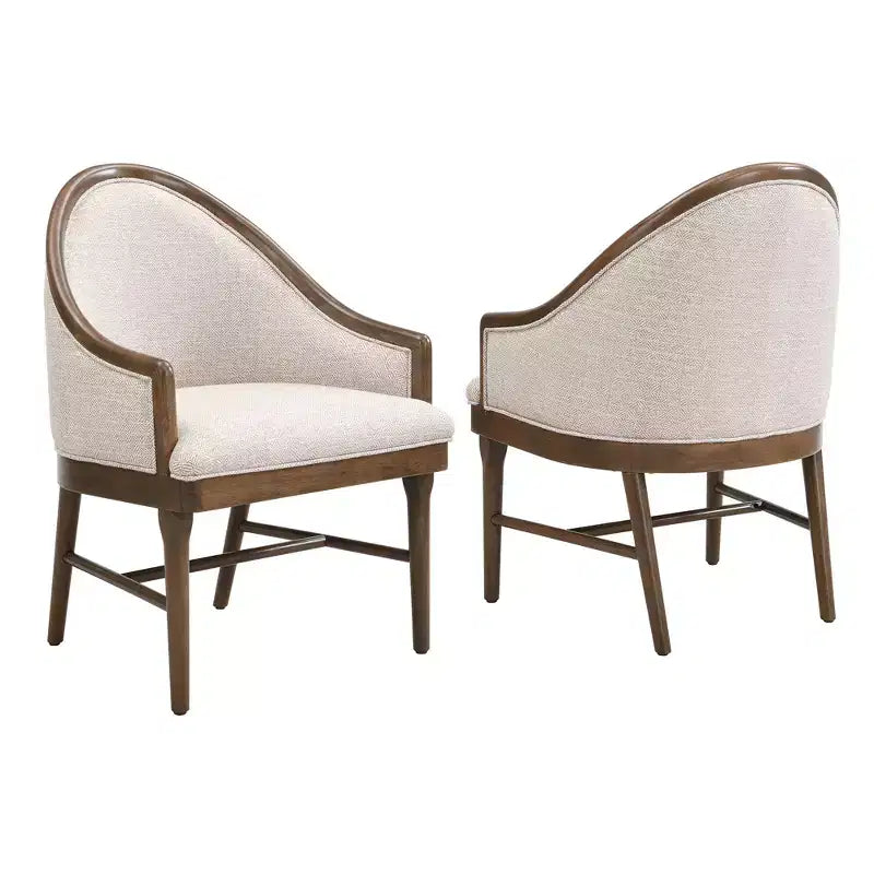 Chaise de salle à manger moderne du milieu du siècle en sergé avec dossier incurvé