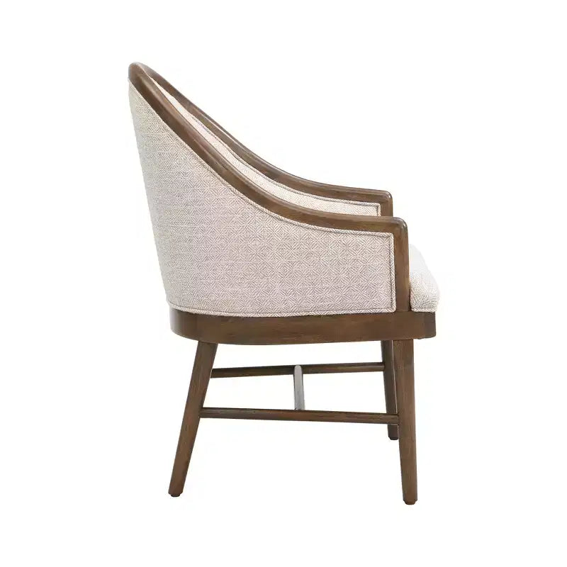Chaise de salle à manger moderne du milieu du siècle en sergé avec dossier incurvé