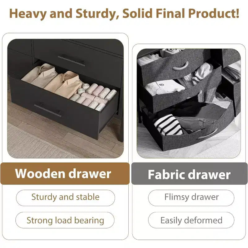 Commode 6 tiroirs en rotin avec station de charge, meuble de rangement pour chambre à coucher