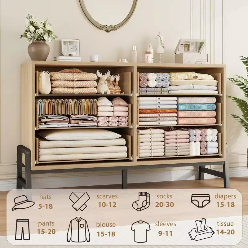 Commode 6 tiroirs en rotin avec station de charge, meuble de rangement pour chambre à coucher