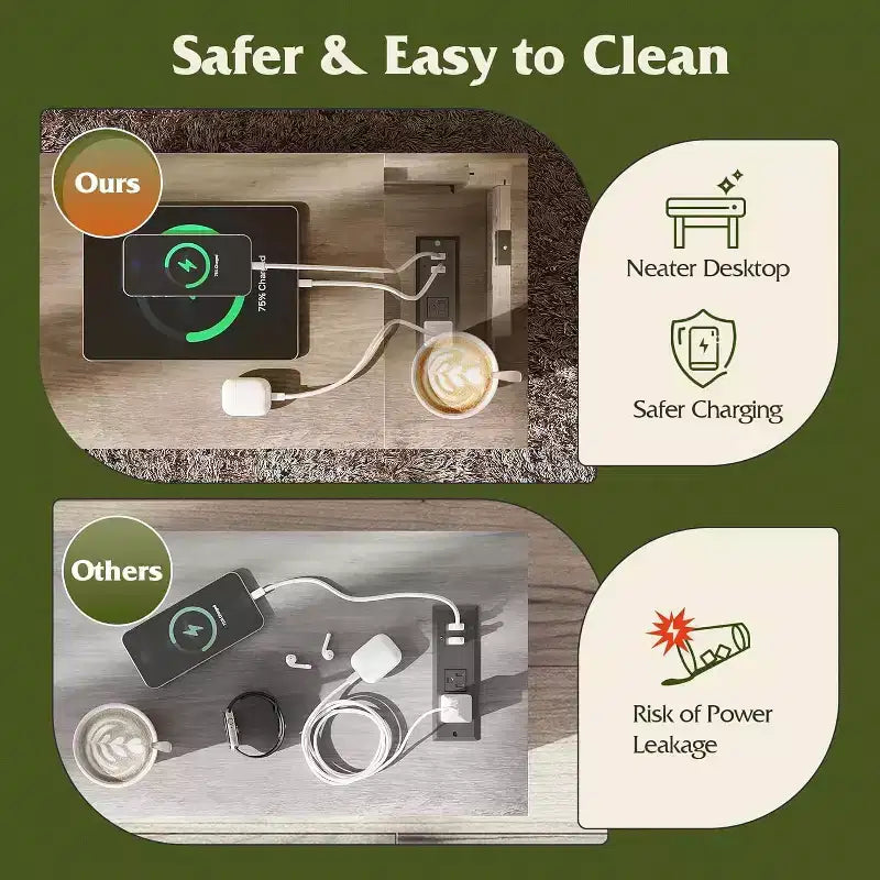 Table d'appoint de ferme avec station de recharge, tables d'appoint étroites, USB et prises