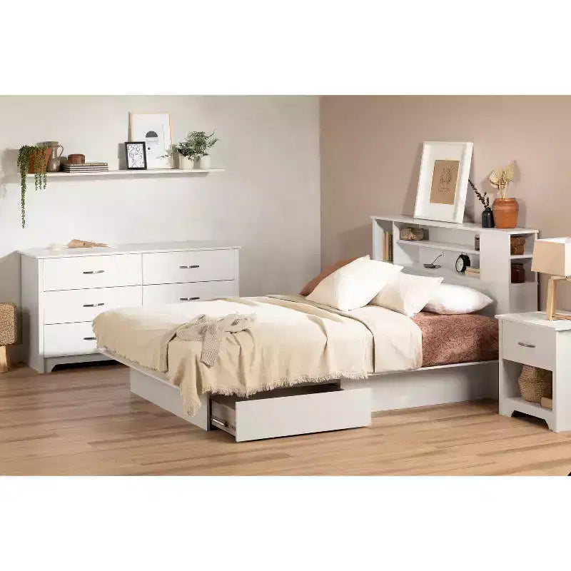 Commode horizontale en aggloméré avec 6 tiroirs, finition blanche