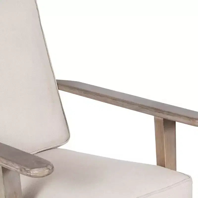 Fauteuil d'appoint artisanal en bois de manguier avec assise coussinée et pieds inclinés