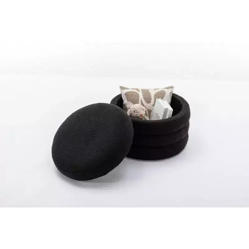 Banc de rangement rond moderne Pouf Repose-pieds rembourré en velours doux pour coiffeuse