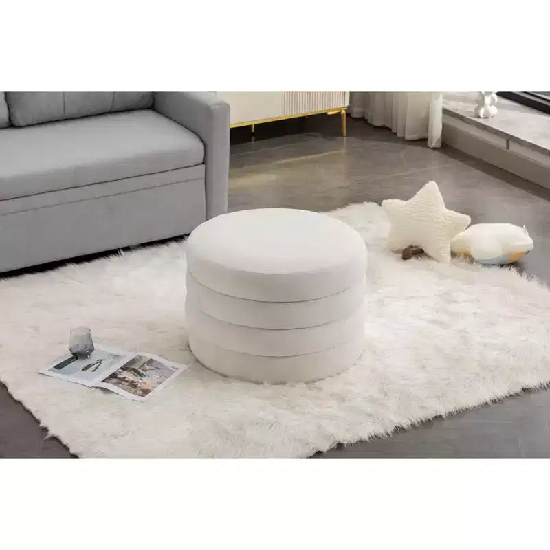 Banc de rangement rond moderne Pouf Repose-pieds rembourré en velours doux pour coiffeuse