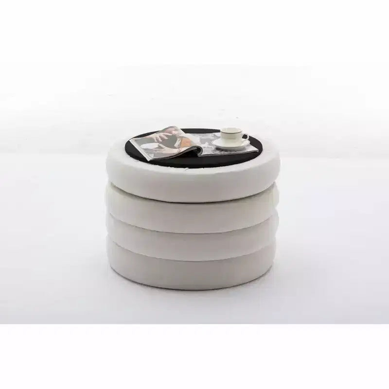 Banc de rangement rond moderne Pouf Repose-pieds rembourré en velours doux pour coiffeuse