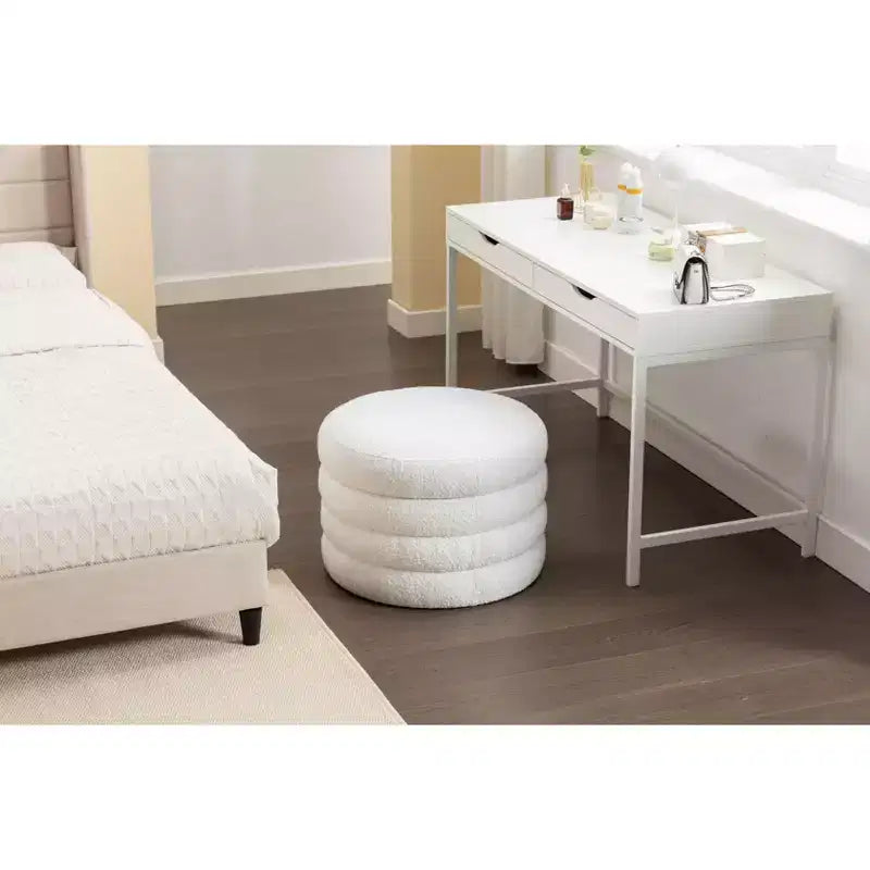 Banc de rangement rond moderne Pouf Repose-pieds rembourré en velours doux pour coiffeuse
