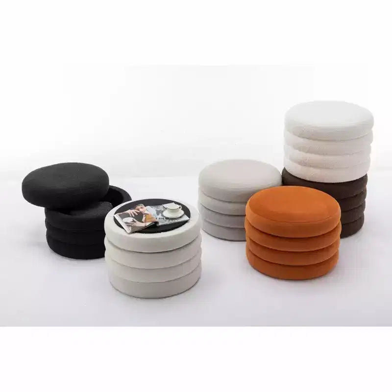 Banc de rangement rond moderne Pouf Repose-pieds rembourré en velours doux pour coiffeuse