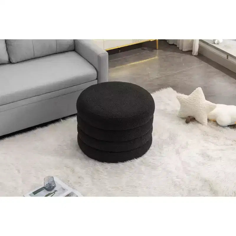 Banc de rangement rond moderne Pouf Repose-pieds rembourré en velours doux pour coiffeuse