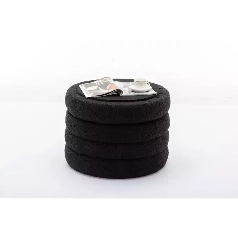 Banc de rangement rond moderne Pouf Repose-pieds rembourré en velours doux pour coiffeuse