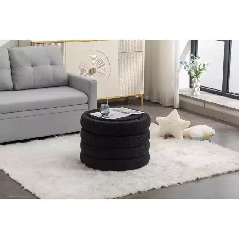 Banc de rangement rond moderne Pouf Repose-pieds rembourré en velours doux pour coiffeuse