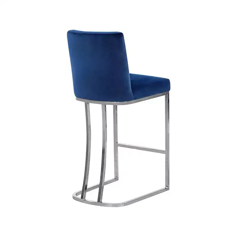 Tabouret de comptoir en velours bleu marine