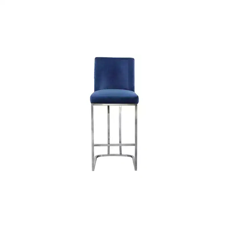 Tabouret de comptoir en velours bleu marine