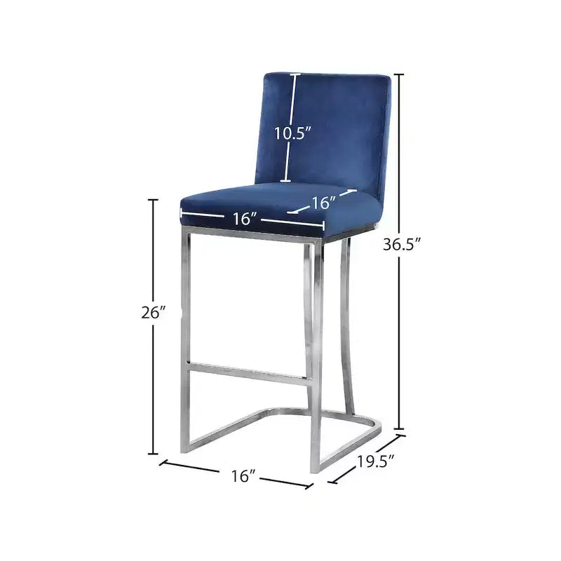 Tabouret de comptoir en velours bleu marine