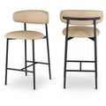 Meridian Furniture,Lupita Tan Vegan Leather Counter Stool, Set of 2