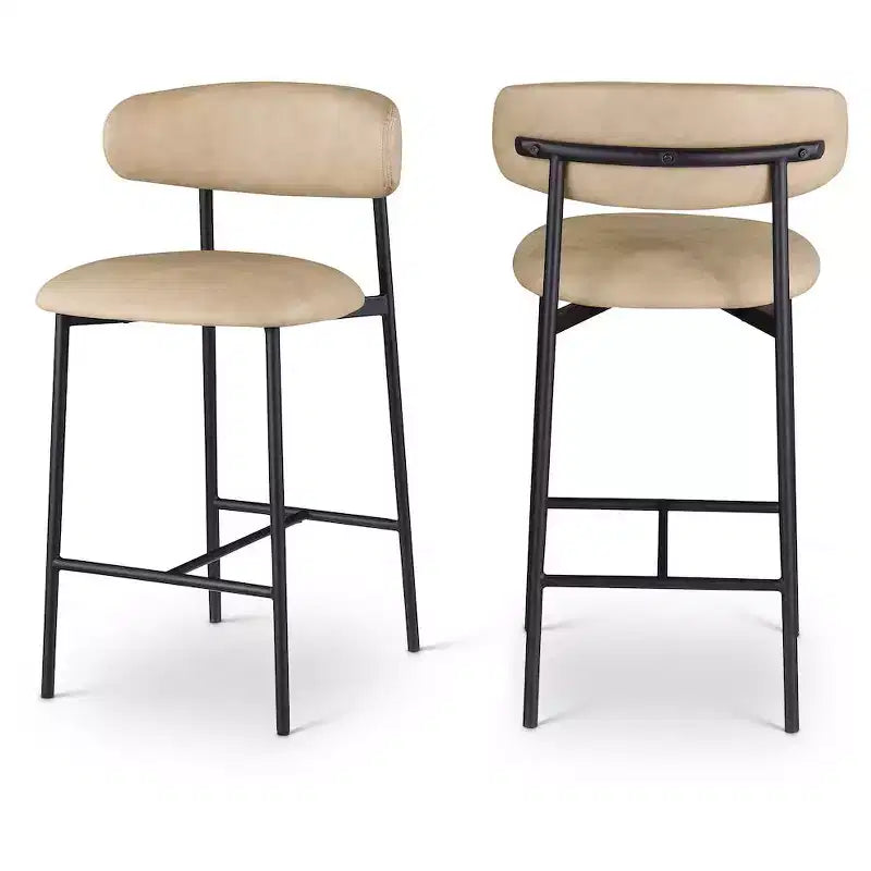 Meridian Furniture,Lupita Tan Vegan Leather Counter Stool, Set of 2