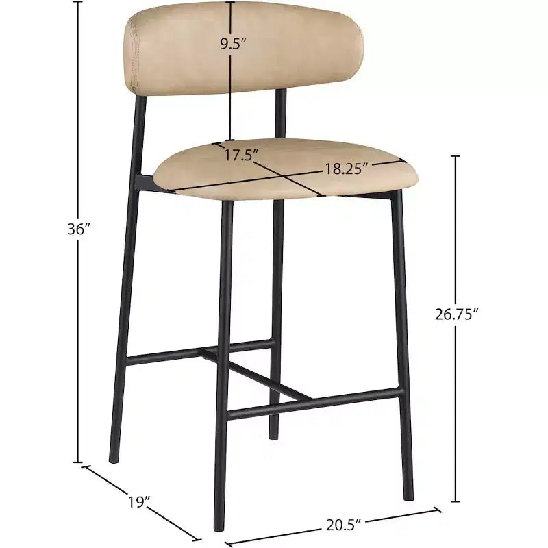 Tabouret de comptoir en cuir végétalien