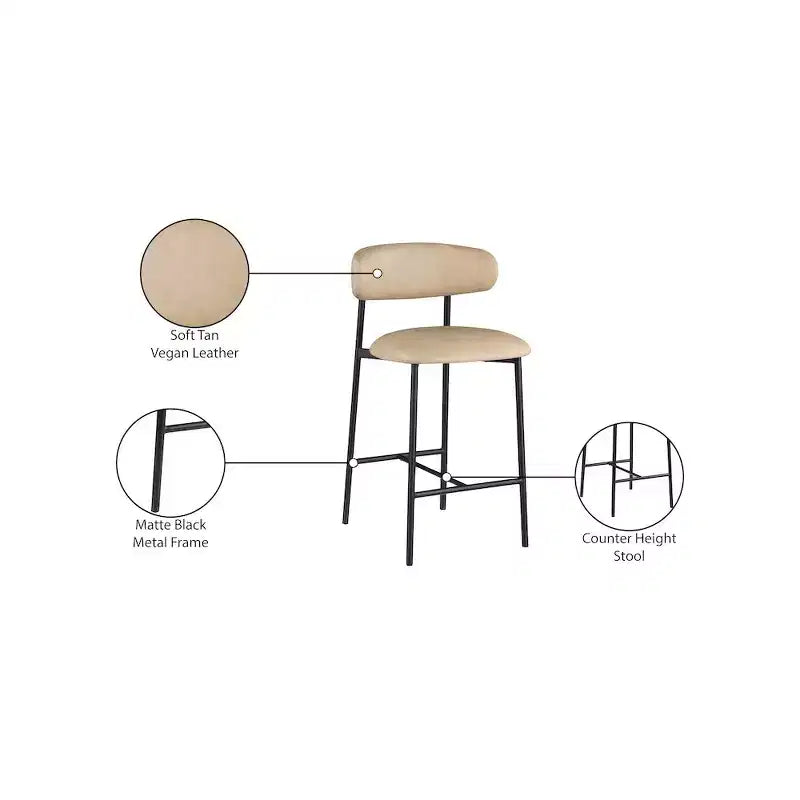 Tabouret de comptoir en cuir végétalien