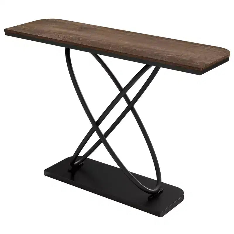 Console de ferme rustique avec cadre en métal noir pour entrée