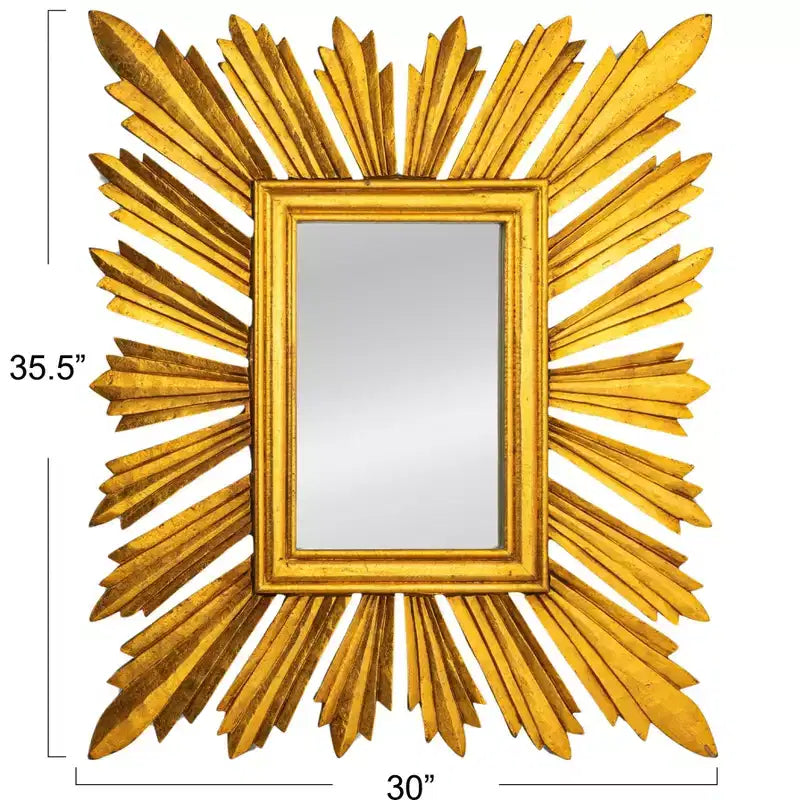 Miroir mural rectangulaire Sunburst, doré