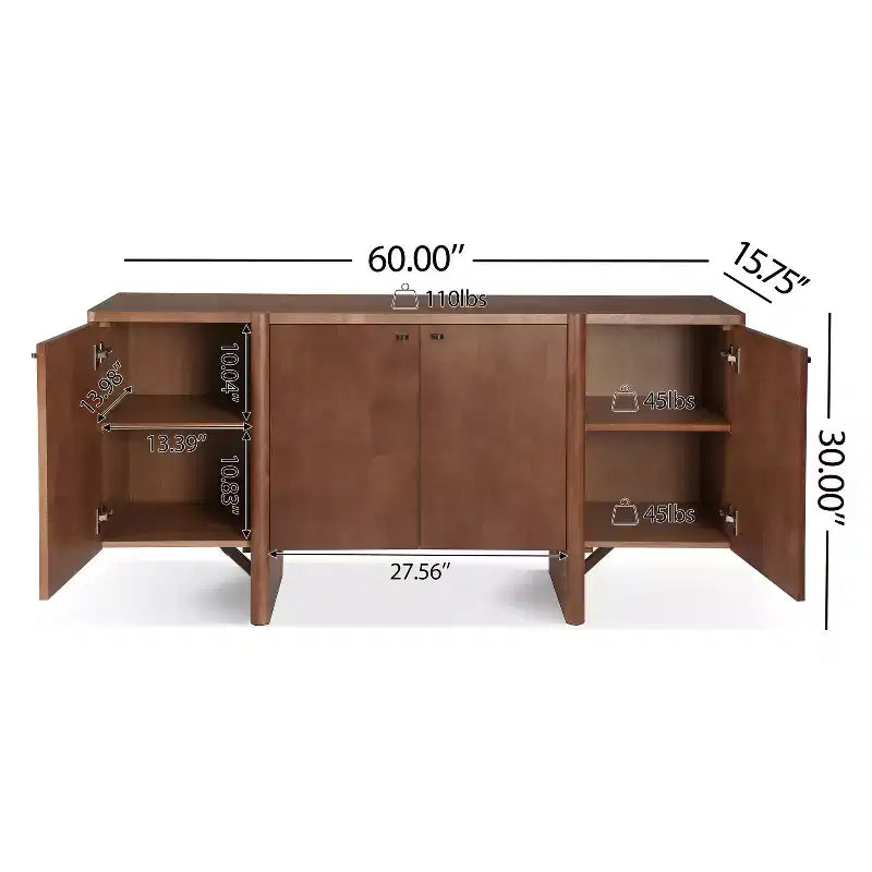 Buffet en bois moderne minimaliste avec rangement polyvalent