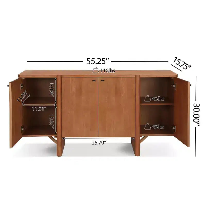 Buffet en bois moderne minimaliste avec rangement polyvalent