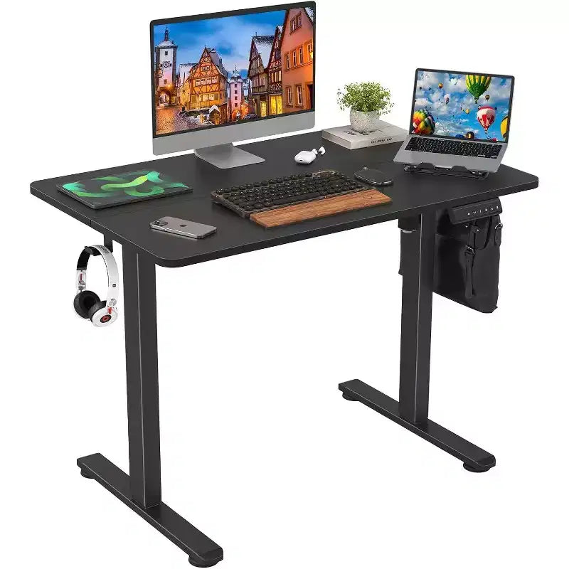 PexFix 40 x 24 Electric Standing Desk Black Desktop Height Adjustable Computer Desk Stand up Home Office Desk with Splice Board