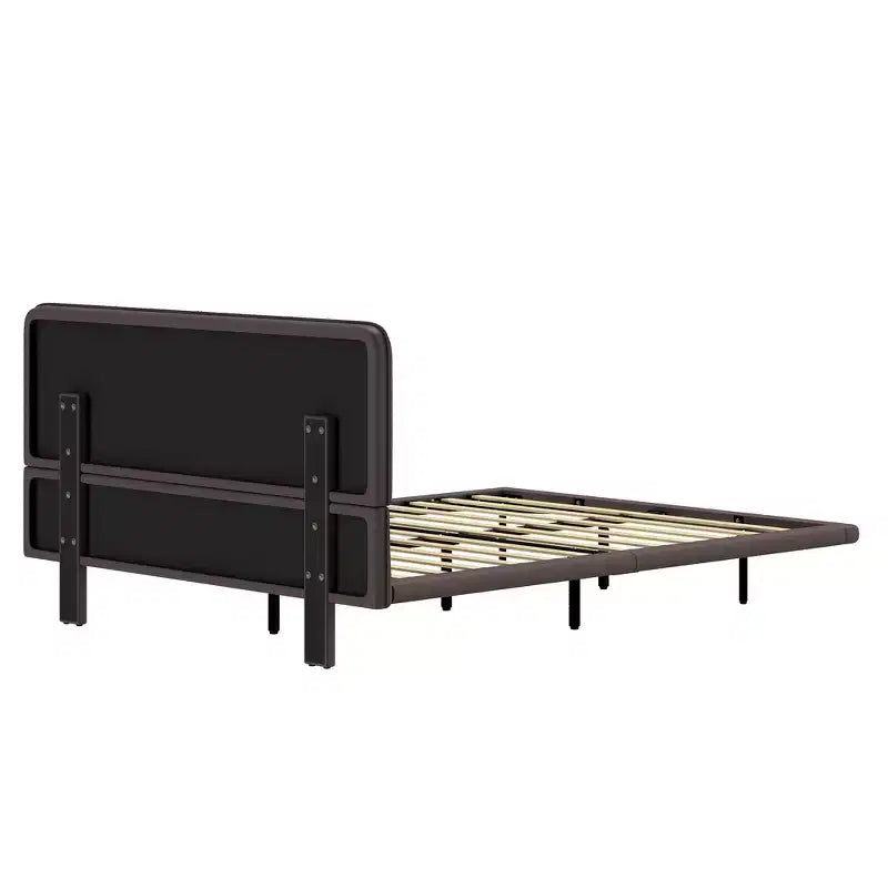 Lit Plateforme Flottant Grand Format avec Lumières LED, Cuir PU, Construction Robuste et Esthétique Moderne