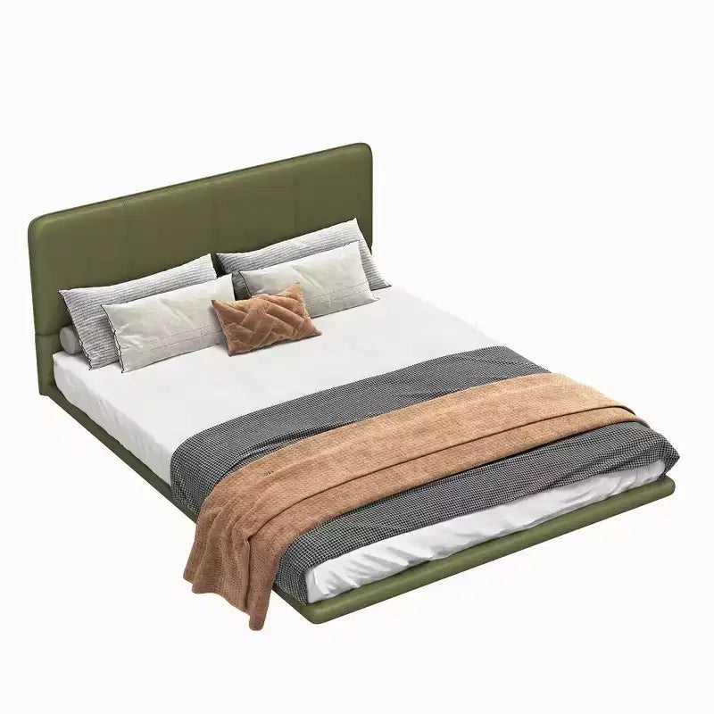 Lit Plateforme Flottant Grand Format avec Lumières LED, Cuir PU, Construction Robuste et Esthétique Moderne