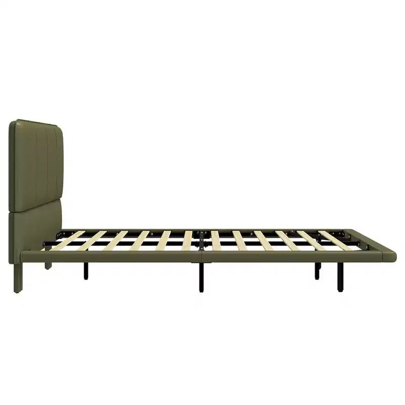 Lit Plateforme Flottant Grand Format avec Lumières LED, Cuir PU, Construction Robuste et Esthétique Moderne