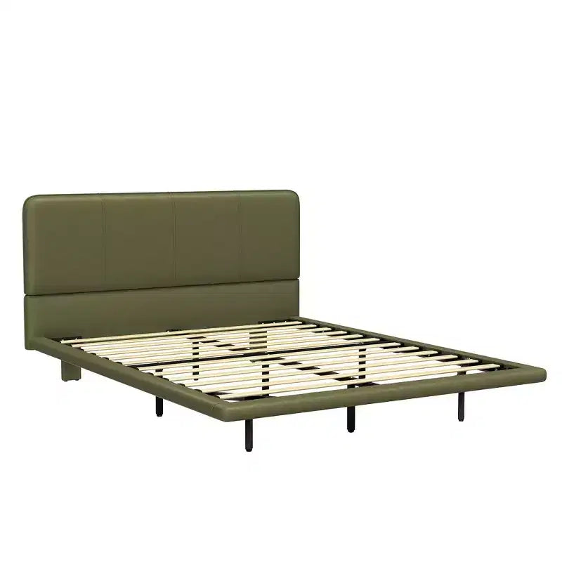 Lit Plateforme Flottant Grand Format avec Lumières LED, Cuir PU, Construction Robuste et Esthétique Moderne