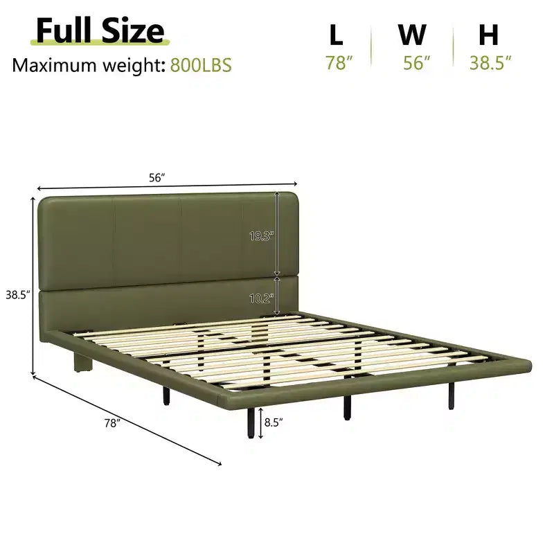 Lit Plateforme Flottant Grand Format avec Lumières LED, Cuir PU, Construction Robuste et Esthétique Moderne