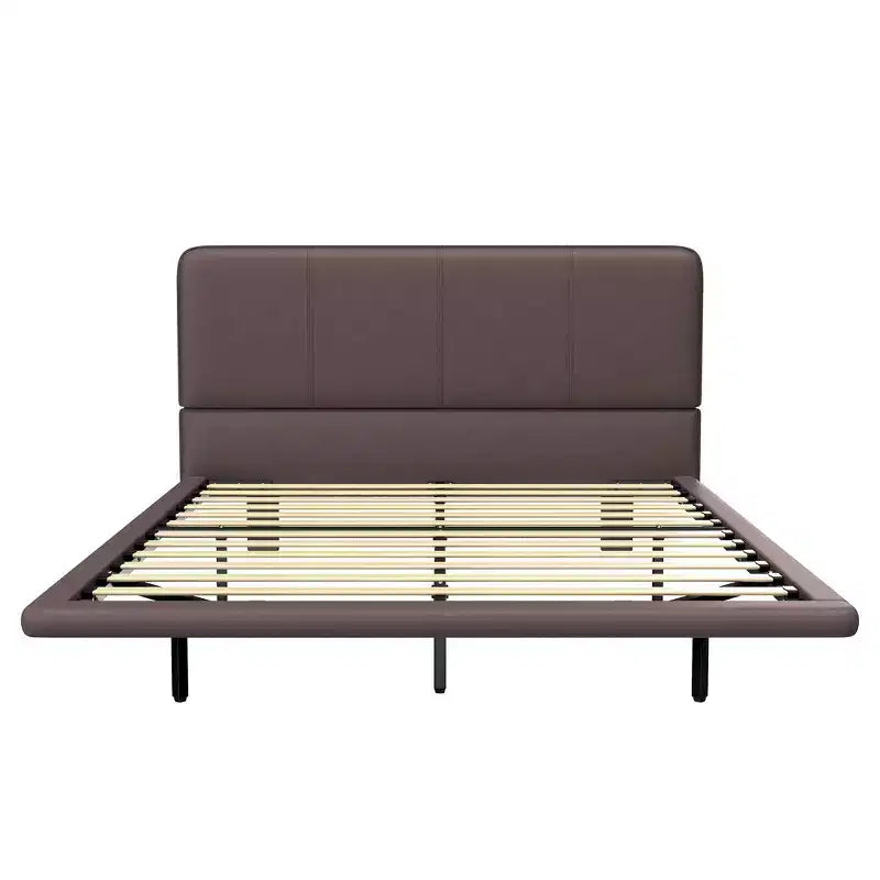 Lit Plateforme Flottant Grand Format avec Lumières LED, Cuir PU, Construction Robuste et Esthétique Moderne