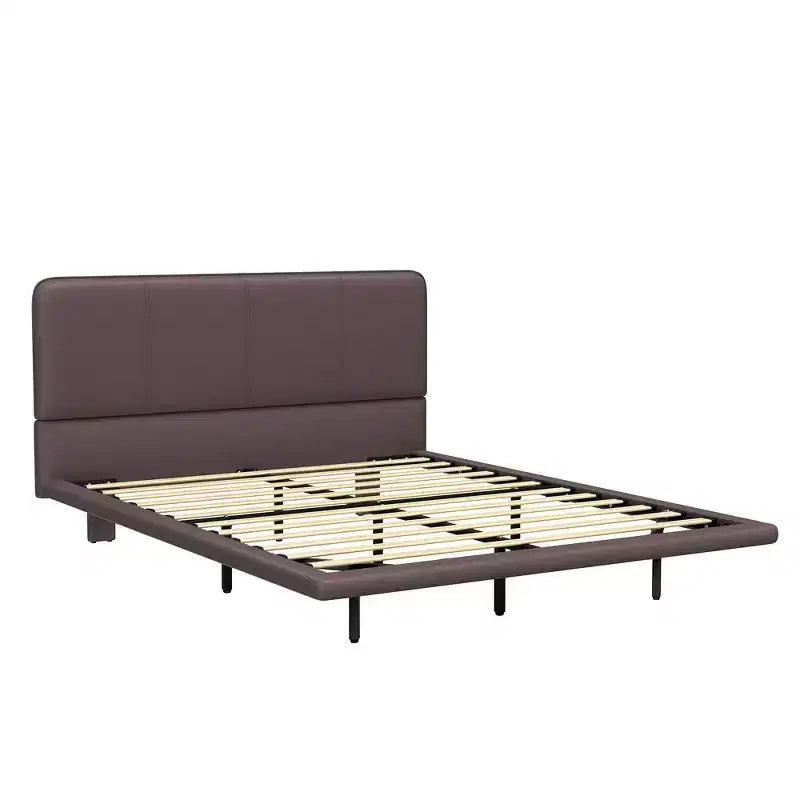 Lit Plateforme Flottant Grand Format avec Lumières LED, Cuir PU, Construction Robuste et Esthétique Moderne