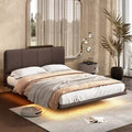 Whisen Full Size Floating Platform Bed with LED Lights, PU Leather, Sturdy Build & Modern Appeal