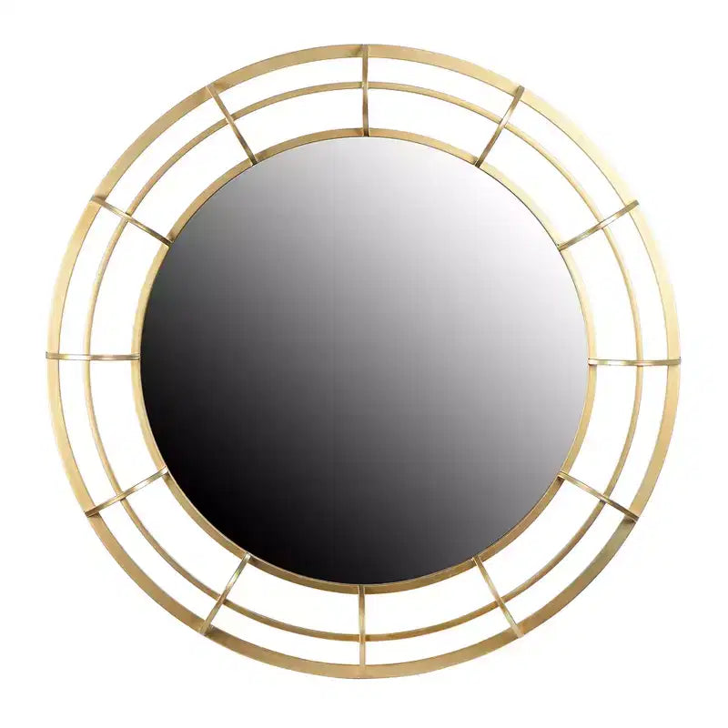 Storied Home Round Wire Framed Wall Mirror, Gold