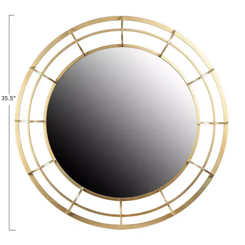 Miroir mural rond à cadre en fil de fer, doré