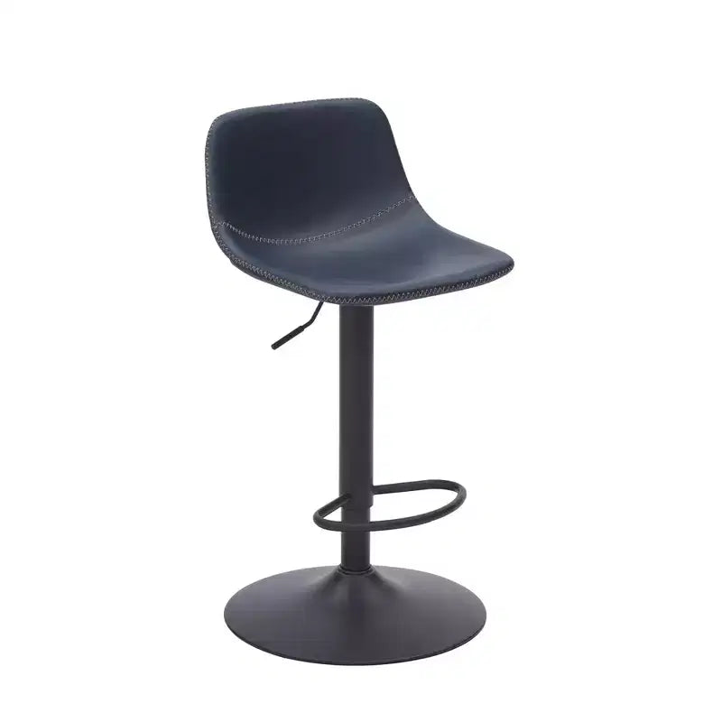 Tabourets de bar pivotants bleus, réglables avec dossier et repose-pieds