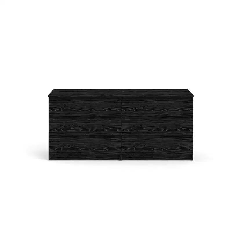 Commode double 6 tiroirs, grain de bois noir