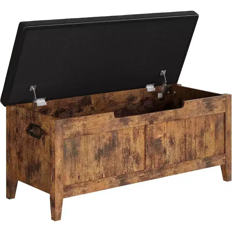 Acekool 39 Storage Bench with Cushion Seat and Safety Hinges  Entryway & Bedroom Shoe Organizer