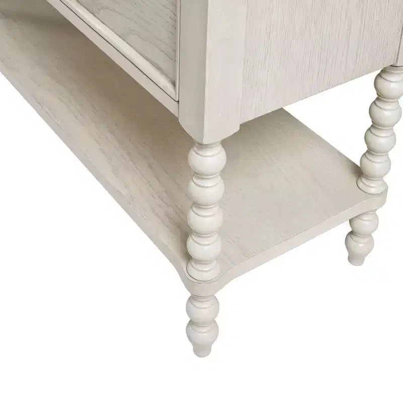 Commode/Table de chevet en bois massif avec 2 tiroirs et étagère, style Ferme