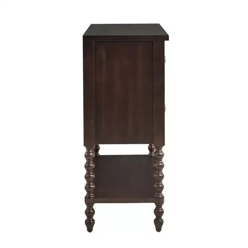 Commode/Table de chevet en bois massif avec 2 tiroirs et étagère, style Ferme