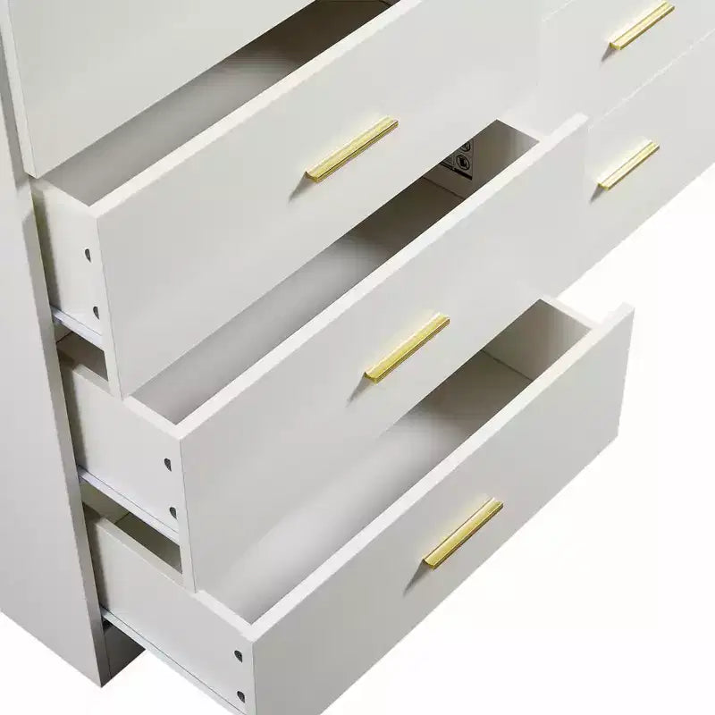 Okak Modern 8/9-Drawer Dresser with Gold Handles, Wide Bedroom Storage Chest for Living Room