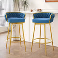 MAYEERTY Set of 2 Swivel Counter Height Bar Stools 31in Bar Height Hand Woven Blue for Kitchen Island