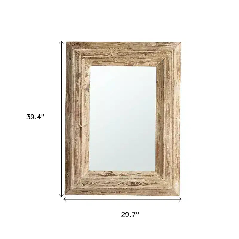 Miroir d'appoint encadré en bois naturel vieilli