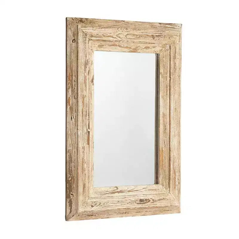 Miroir d'appoint encadré en bois naturel vieilli
